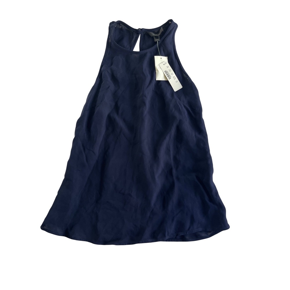 J.Crew Navy Blue High Neck Sleeveless Keyhole Viscose Top 4P 04732 NEW